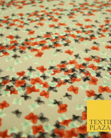 Small Cute Ditsy Floating Butterfly Design Printed Crepe Polyester Dress Fabric