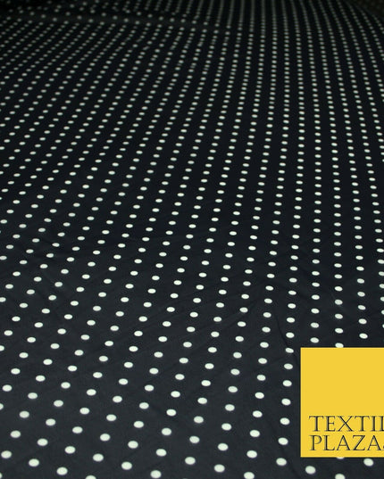 Premium Black Blue White Polka Dot Multi Spotted Printed Georgette Dress Fabric