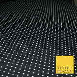 Premium Black Blue White Polka Dot Multi Spotted Printed Georgette Dress Fabric