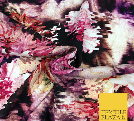 Pink Mix Techno Floral Digital Print Spun Rayon Viscose Dress Fabric Craft 1320