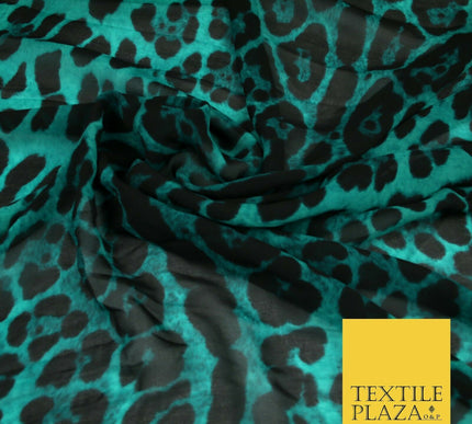 High Quality Green Stone Leopard Snake Animal Printed Georgette Dress Fabric