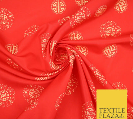 Traditional Kimono Oriental Chinese Emblem Printed Crepe Polyester Dress Fabric