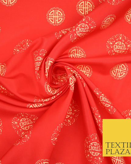 Traditional Kimono Oriental Chinese Emblem Printed Crepe Polyester Dress Fabric