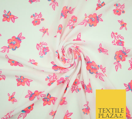 Premium Unusual Abstract Bird Neon Small Printed Bubble Crepe Dress Fabric 58"