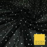 Premium Black Blue White Polka Dot Multi Spotted Printed Georgette Dress Fabric