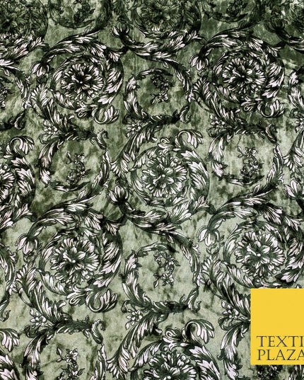 Various Floral Ornate Chain Stripe Swirl Printed Soft Stretch Velvet DressFabric