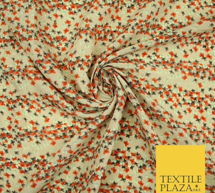 Small Cute Ditsy Floating Butterfly Design Printed Crepe Polyester Dress Fabric