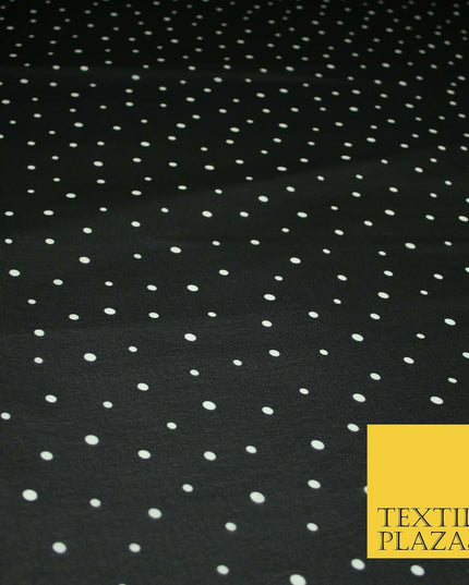Premium Black Blue White Polka Dot Multi Spotted Printed Georgette Dress Fabric