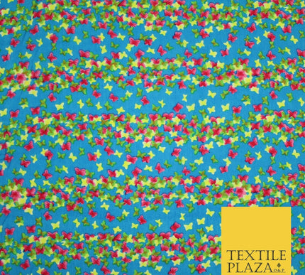 Small Cute Ditsy Floating Butterfly Design Printed Crepe Polyester Dress Fabric