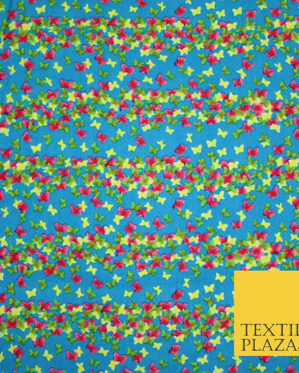 Small Cute Ditsy Floating Butterfly Design Printed Crepe Polyester Dress Fabric