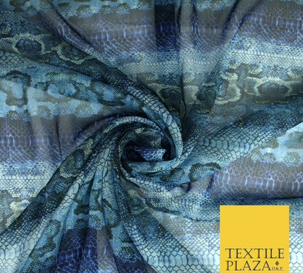 High Quality Green Stone Leopard Snake Animal Printed Georgette Dress Fabric