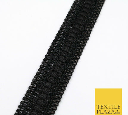 ALL BLACK Woven 3D Threaded Metallic Trimming Gota Border Indian Ethnic X219