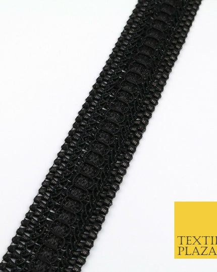 ALL BLACK Woven 3D Threaded Metallic Trimming Gota Border Indian Ethnic X219