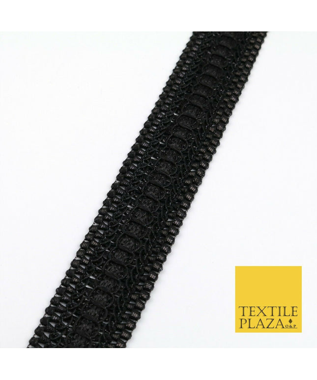 ALL BLACK Woven 3D Threaded Metallic Trimming Gota Border Indian Ethnic X219