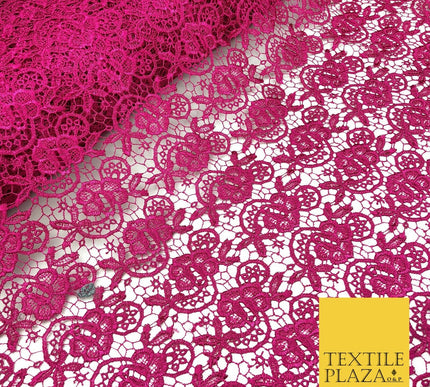 CERISE PINK Premium Guipure Intricate Lace Dress Fabric Wedding Bridal 4Cols 857