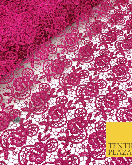CERISE PINK Premium Guipure Intricate Lace Dress Fabric Wedding Bridal 4Cols 857