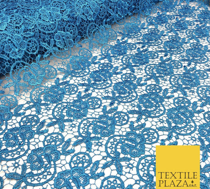 BLUE Premium Guipure Intricate Lace Dress Fabric Wedding Bridal 4 Cols 858
