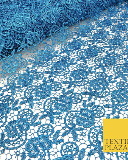 BLUE Premium Guipure Intricate Lace Dress Fabric Wedding Bridal 4 Cols 858