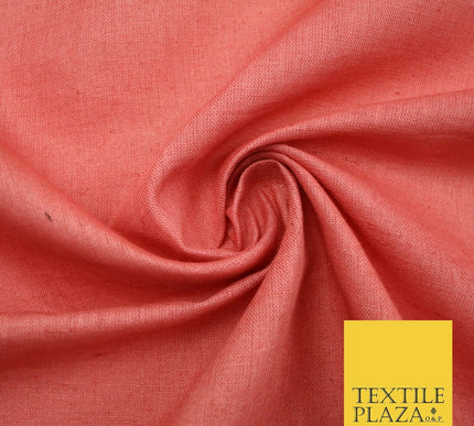 Dusty Salmon Pink Luxury Plain Cotton Linen Fabric 10 Colours Dress Craft 571