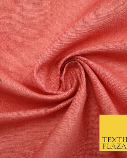 Dusty Salmon Pink Luxury Plain Cotton Linen Fabric 10 Colours Dress Craft 571