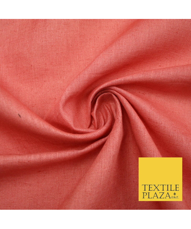 Dusty Salmon Pink Luxury Plain Cotton Linen Fabric 10 Colours Dress Craft 571
