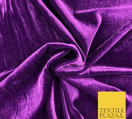 PURPLE Soft Plain Velvet Fabric Material 58" More Colours Available P1127