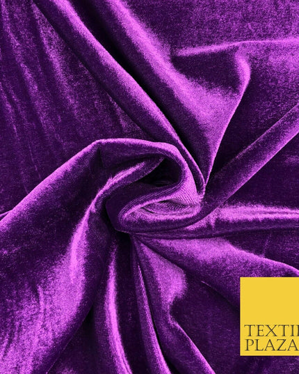 PURPLE Soft Plain Velvet Fabric Material 58" More Colours Available P1127