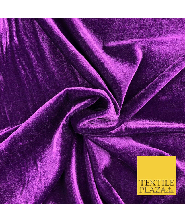 PURPLE Soft Plain Velvet Fabric Material 58" More Colours Available P1127