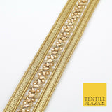 GOLD Double Ribbon Trimming with Gold Stones Border Indian Ethnic Gota X209