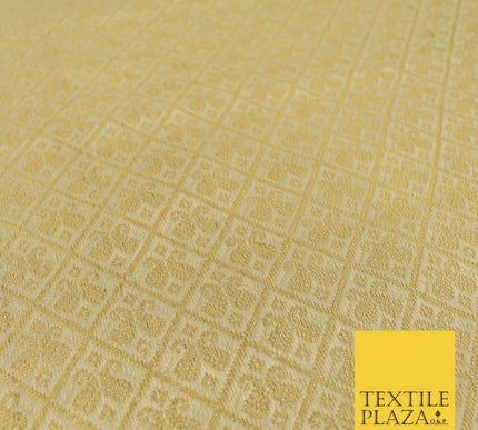 GOLD Paisley Diamond Check Indian Banarsi Brocade Fabric Dress Craft 1566