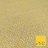 GOLD Paisley Diamond Check Indian Banarsi Brocade Fabric Dress Craft 1566