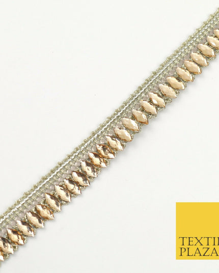 White Gold Infinite Diamonte Stone Trimming Ribbon Border Lace Ethnic Gota(X201)