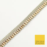 White Gold Infinite Diamonte Stone Trimming Ribbon Border Lace Ethnic Gota(X201)