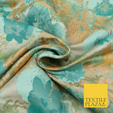 JADE TEAL Floral Gardenia Metallic Detail Brocade Dress Fabric Woven Fancy 1554