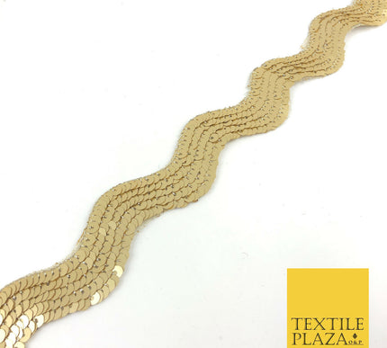 9 Metres Gold Fancy Matte Sequin Curved Wavey Trimming Border Indian Ethnic(X75)