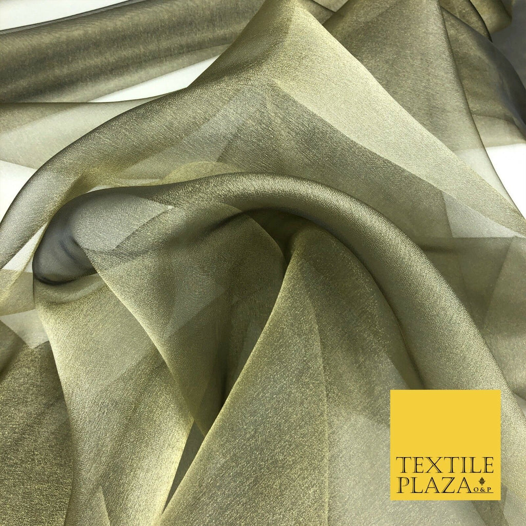 GOLD BLACK TINT Crystal Organza Bridal Wedding Dance Dress Veil Fabric 60" 999