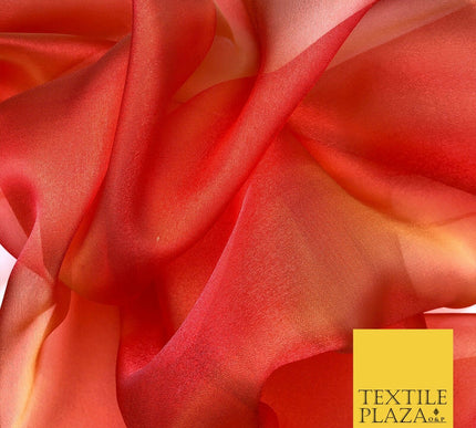 FIERY RED TwoTone Crystal Organza Bridal Wedding Dance Dress Veil Fabric 60" 988