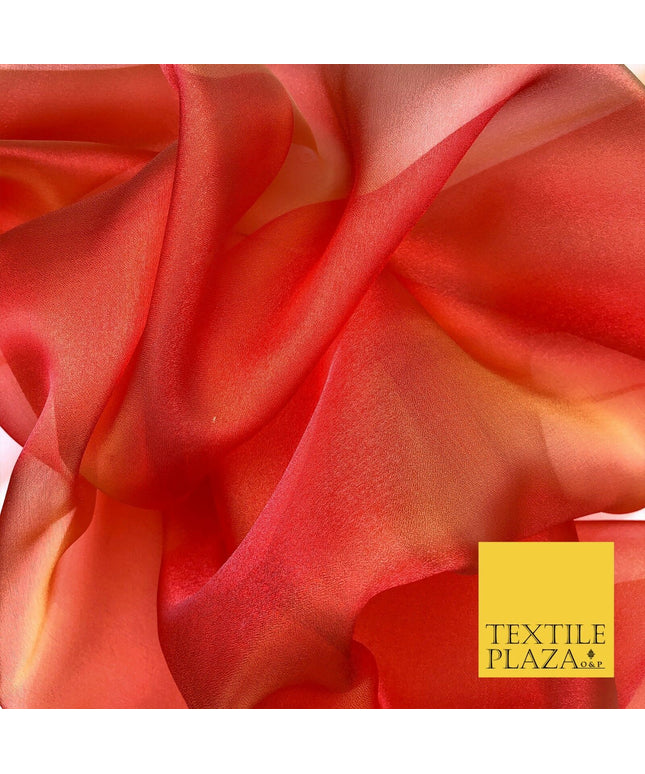 FIERY RED TwoTone Crystal Organza Bridal Wedding Dance Dress Veil Fabric 60" 988