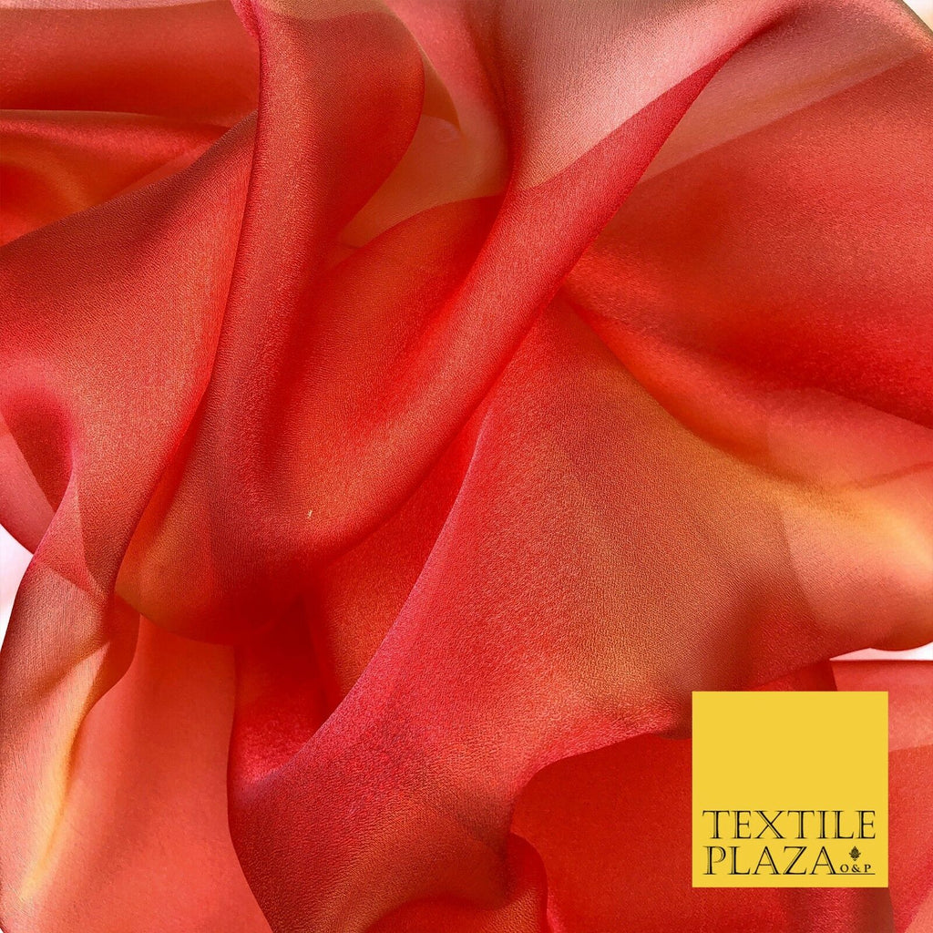 FIERY RED TwoTone Crystal Organza Bridal Wedding Dance Dress Veil Fabric 60" 988
