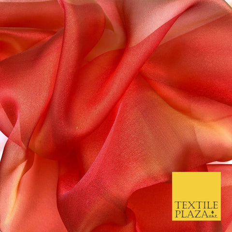 FIERY RED TwoTone Crystal Organza Bridal Wedding Dance Dress Veil Fabric 60" 988