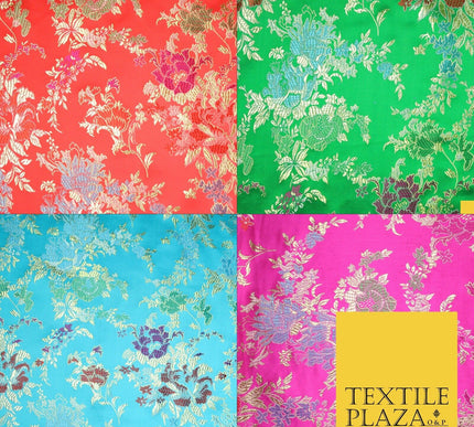 Traditional Oriental Chinese Brocade Metallic Floral Satin Jacquard Fabric 59"