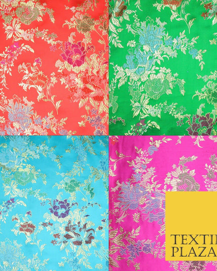 Traditional Oriental Chinese Brocade Metallic Floral Satin Jacquard Fabric 59"
