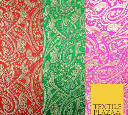 Intricate Paisley Oriental Chinese Brocade Metallic Satin Jacquard Fabric 59"