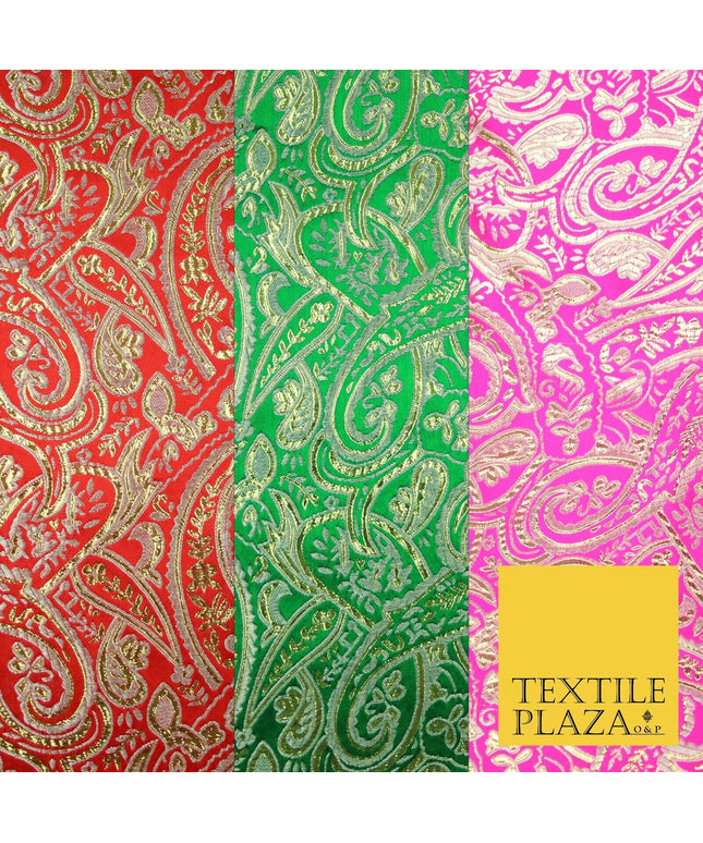 Intricate Paisley Oriental Chinese Brocade Metallic Satin Jacquard Fabric 59"
