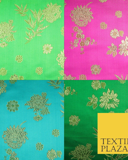 Traditional Oriental Chinese Brocade Metallic Floral Satin Jacquard Fabric 59"