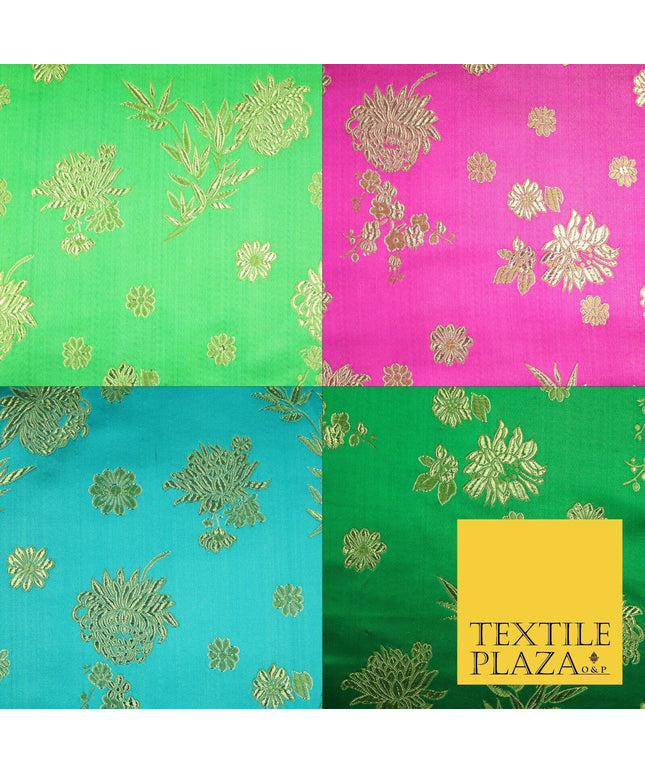 Traditional Oriental Chinese Brocade Metallic Floral Satin Jacquard Fabric 59"