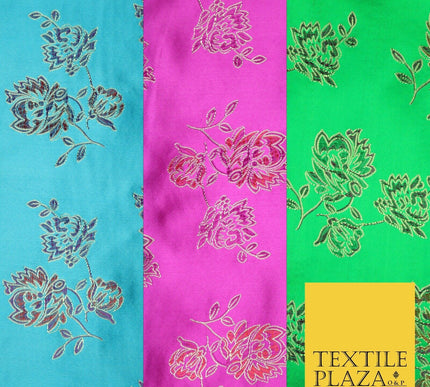 Traditional Oriental Chinese Brocade Metallic Floral Satin Jacquard Fabric 59"