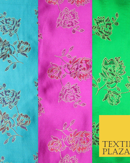 Traditional Oriental Chinese Brocade Metallic Floral Satin Jacquard Fabric 59"