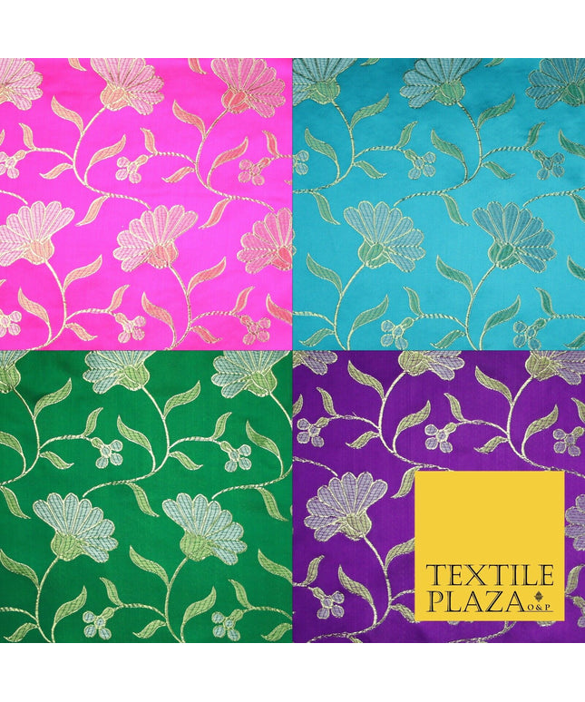 Traditional Oriental Chinese Brocade Metallic Floral Satin Jacquard Fabric 59"