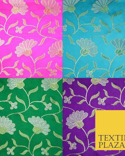 Traditional Oriental Chinese Brocade Metallic Floral Satin Jacquard Fabric 59"